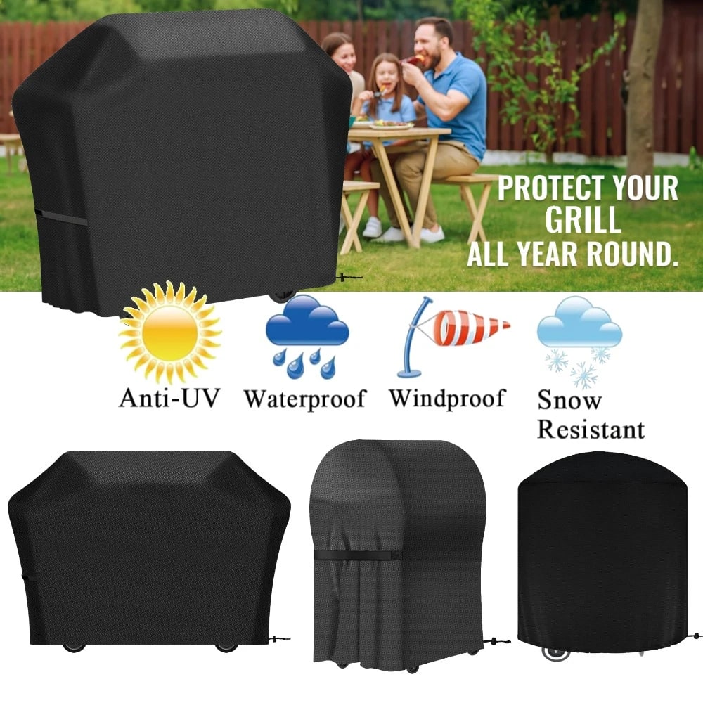 Outdoor BBQ Grill Cover, Waterproof Fabric, Large Gas or Charcoal Barbecue