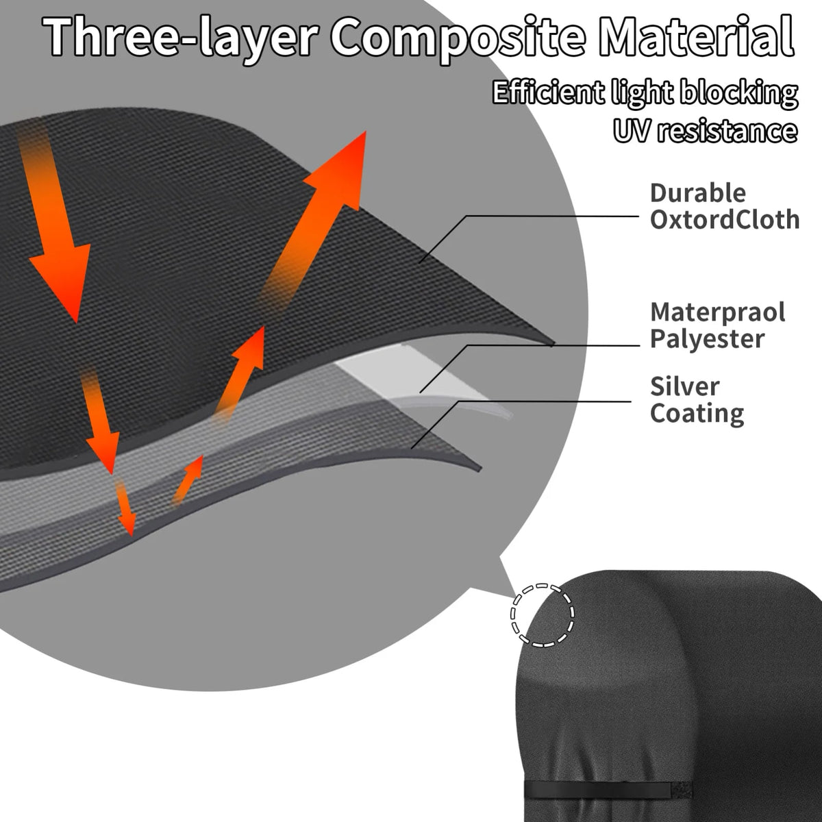 Outdoor BBQ Grill Cover, Waterproof Fabric, Large Gas or Charcoal Barbecue