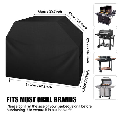 Outdoor BBQ Grill Cover, Waterproof Fabric, Large Gas or Charcoal Barbecue - D1