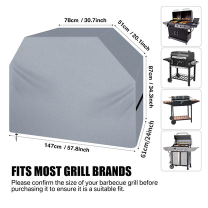 Outdoor BBQ Grill Cover, Waterproof Fabric, Large Gas or Charcoal Barbecue - D2