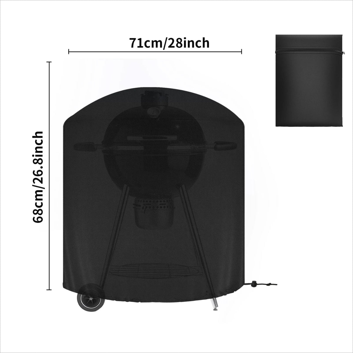 Outdoor BBQ Grill Cover, Waterproof Fabric, Large Gas or Charcoal Barbecue - C