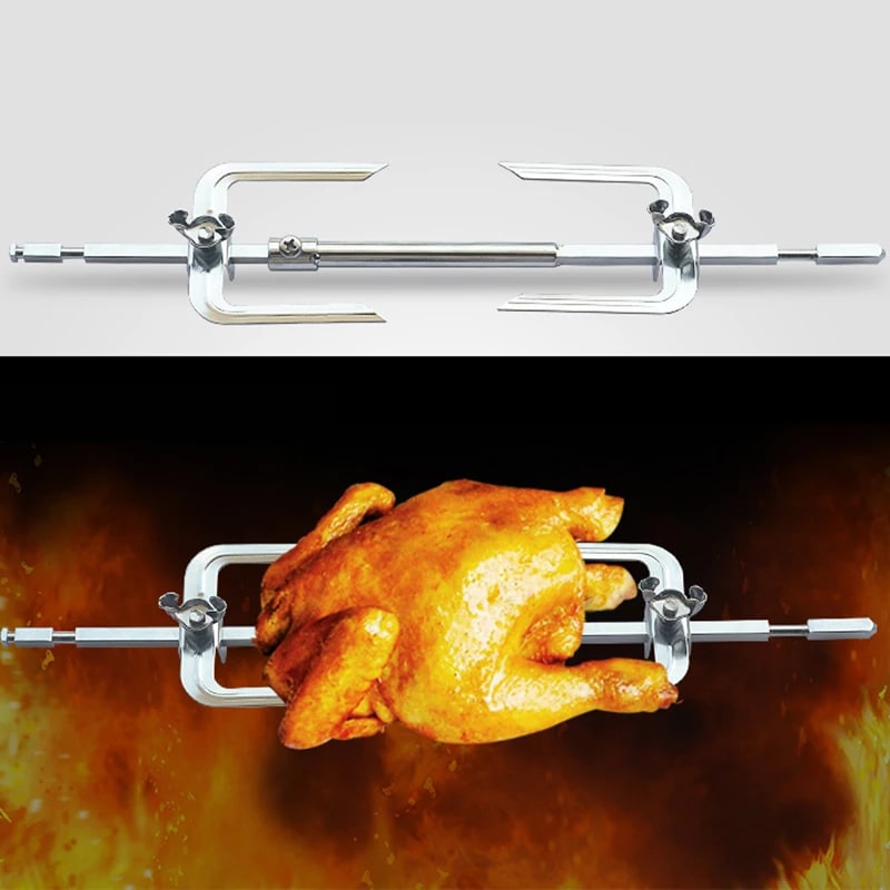 Adjustable Rotating Chicken Roasting Fork for Rotisserie Ovens, Metal, 31.9-39.3cm