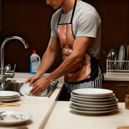 Six-Pack Abs Illusion Apron, Waterproof Polyester BBQ and Kitchen Apron