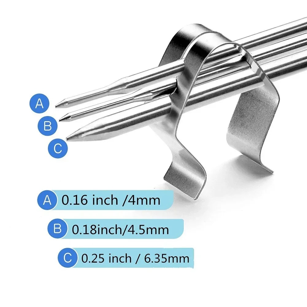 bbqdeals 3-Piece Stainless Steel BBQ Thermometer Probe Clip Holders, 41.5 x