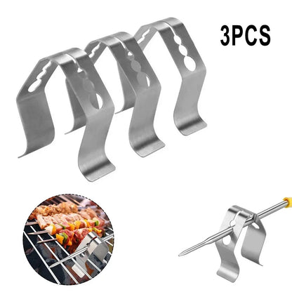 bbqdeals 3-Piece Stainless Steel BBQ Thermometer Probe Clip Holders, 41.5 x