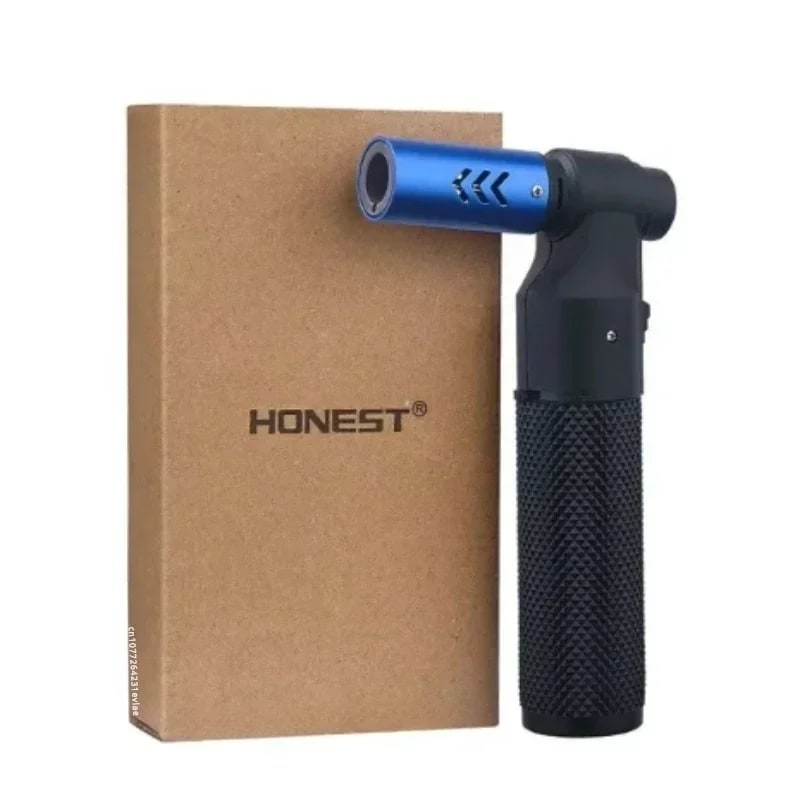Honest Metal Butane Jet Lighter, Windproof Blue Flame, 141mm - Blue -With box
