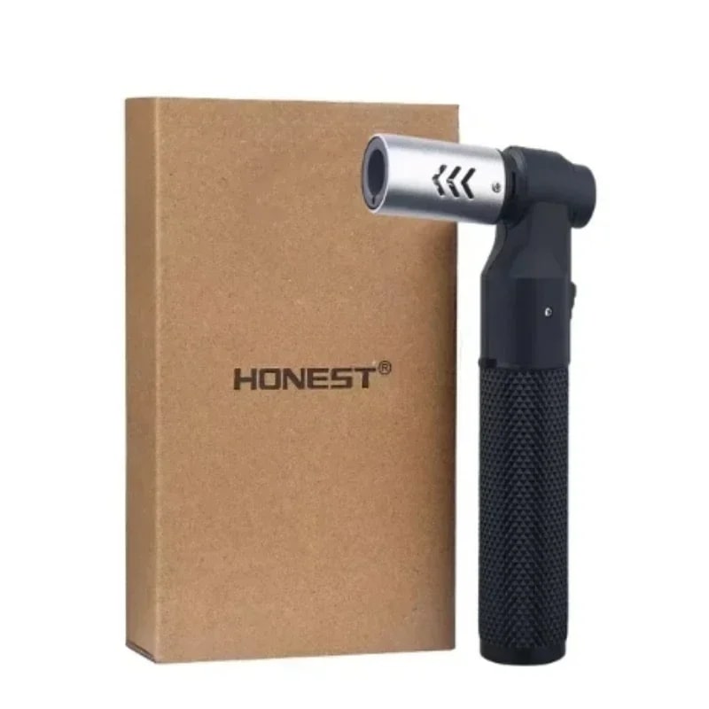 Honest Metal Butane Jet Lighter, Windproof Blue Flame, 141mm - Silver -With box
