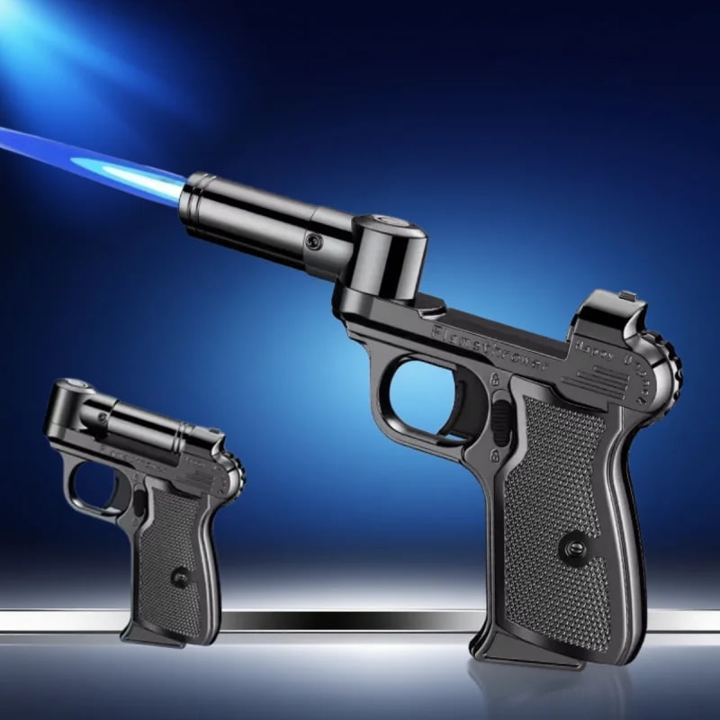 Foldable Butane Gas Lighter with Safety Lock, Windproof Blue Flame