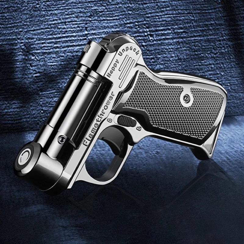 Foldable Butane Gas Lighter with Safety Lock, Windproof Blue Flame