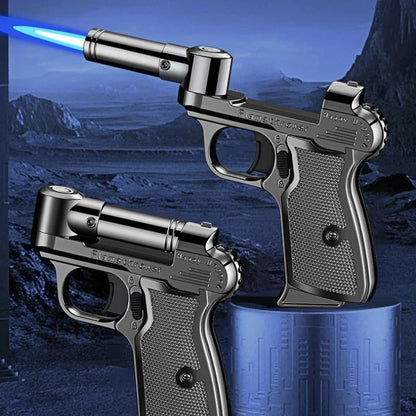Foldable Butane Gas Lighter with Safety Lock, Windproof Blue Flame