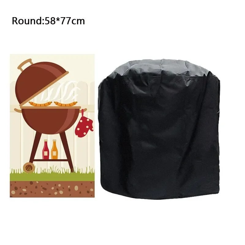 Round BBQ Grill Cover, Waterproof Outdoor Barbecue Cover, Black, 58 x 77cm or 71 x 73cm - 58X77cm