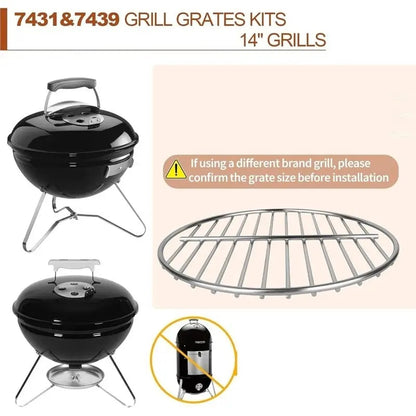 Replacement Grill Grates for Weber 14-inch Smokey Joe, Stainless Steel Kit