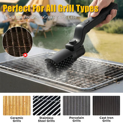Motorised Electric BBQ Grill Cleaning Brush with Stainless Steel Bristles, 3 Speeds and 180° Head