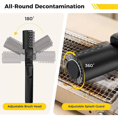 Motorised Electric BBQ Grill Cleaning Brush with Stainless Steel Bristles, 3 Speeds and 180° Head
