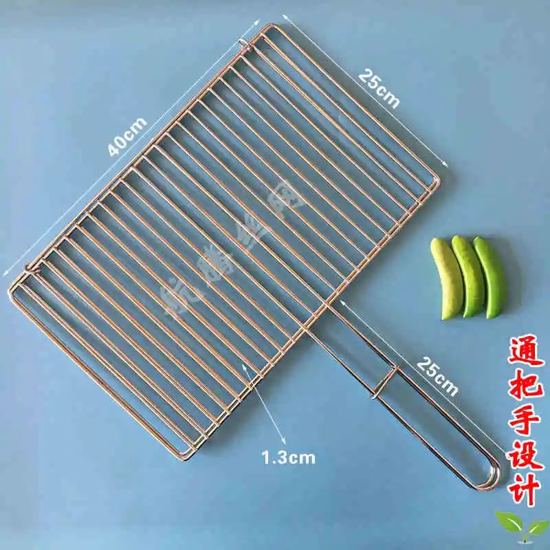 304 Stainless Steel BBQ Grill Basket with Long Handle, Folding Square Mesh - 40X25CM Vertical