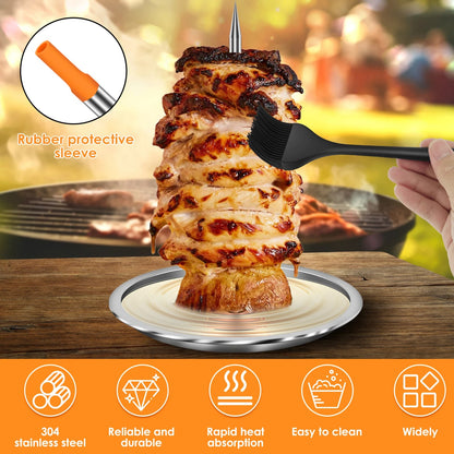 Vertical Grill Skewer Set, Metal Pastor Spit with 2 Plates, 20cm