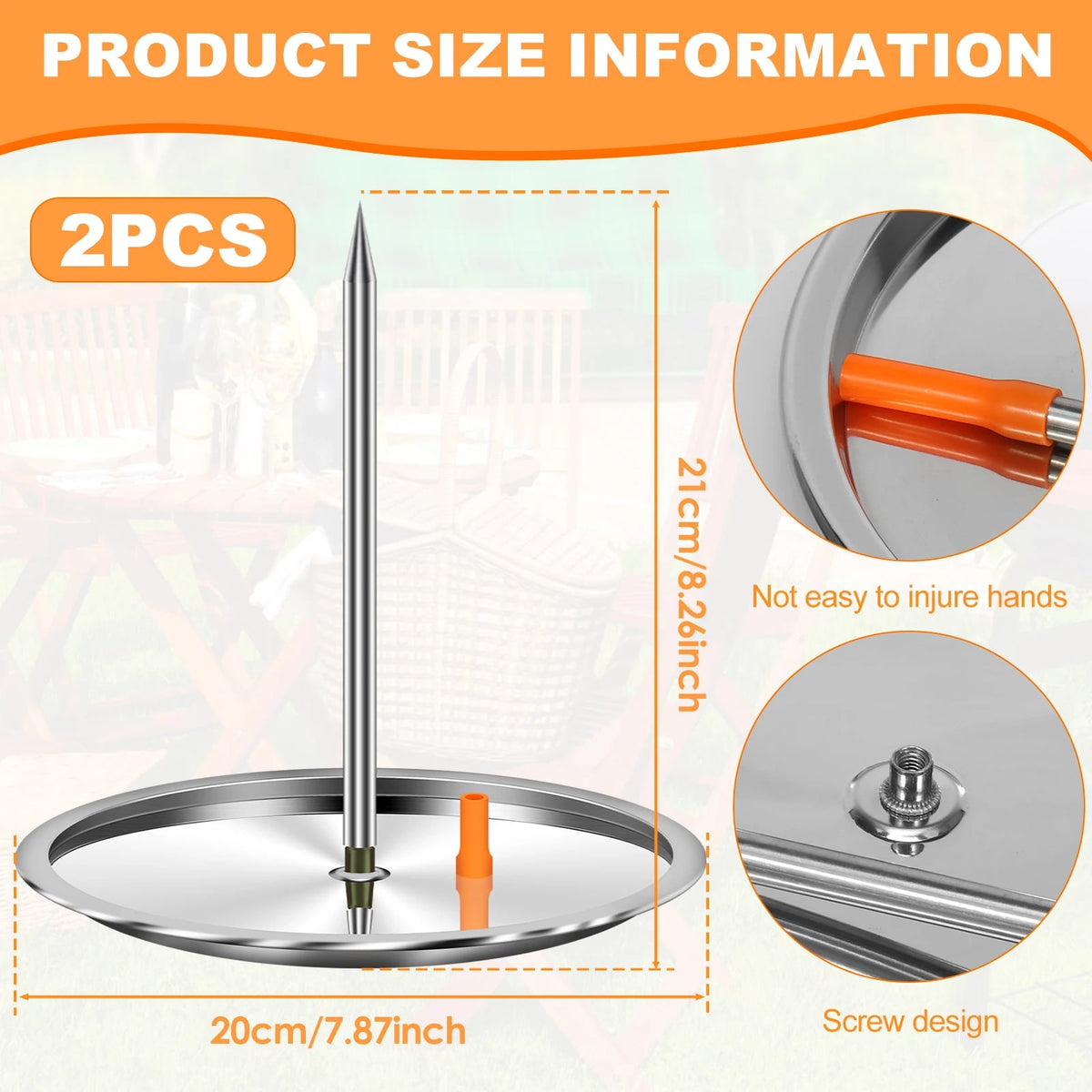 Vertical Grill Skewer Set, Metal Pastor Spit with 2 Plates, 20cm