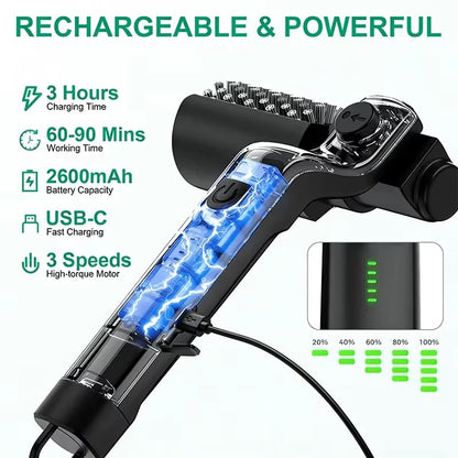 Electric BBQ Grill Brush with Replaceable Head, 2600mAh, Black