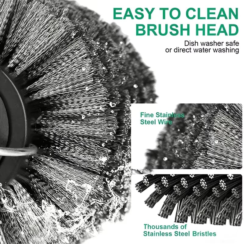 Electric BBQ Grill Brush with Replaceable Head, 2600mAh, Black