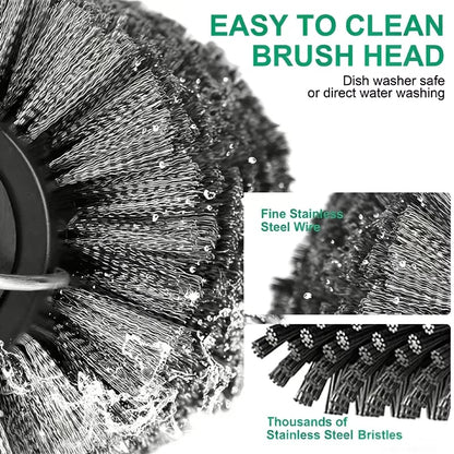 Electric BBQ Grill Brush with Replaceable Head, 2600mAh, Black