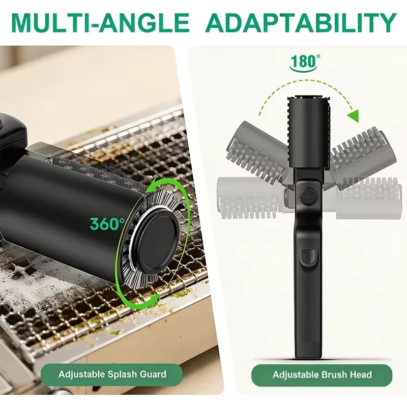 Electric BBQ Grill Brush with Replaceable Head, 2600mAh, Black