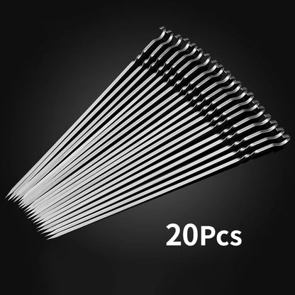 Stainless Steel Flat BBQ Skewers, 33.5cm, 10-100 Pack Options - 20pcs
