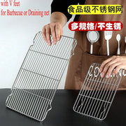 304 Stainless Steel BBQ Grill Grate with V Feet, Food Draining Mesh, Multiple Sizes