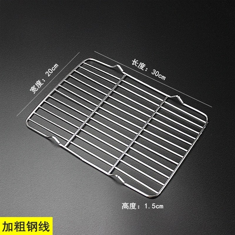 304 Stainless Steel BBQ Grill Grate with V Feet, Food Draining Mesh, Multiple Sizes - 30X20X1.5CM
