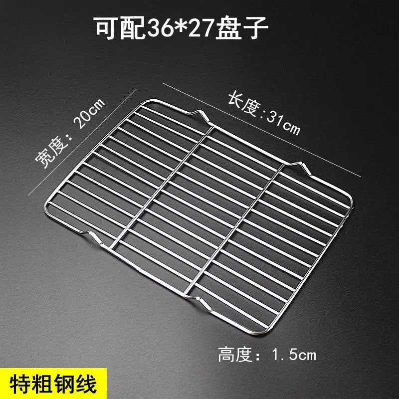 304 Stainless Steel BBQ Grill Grate with V Feet, Food Draining Mesh, Multiple Sizes - 31X20X1.5CM