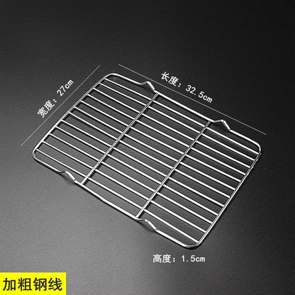 304 Stainless Steel BBQ Grill Grate with V Feet, Food Draining Mesh, Multiple Sizes - 32.5X27X1.5CM