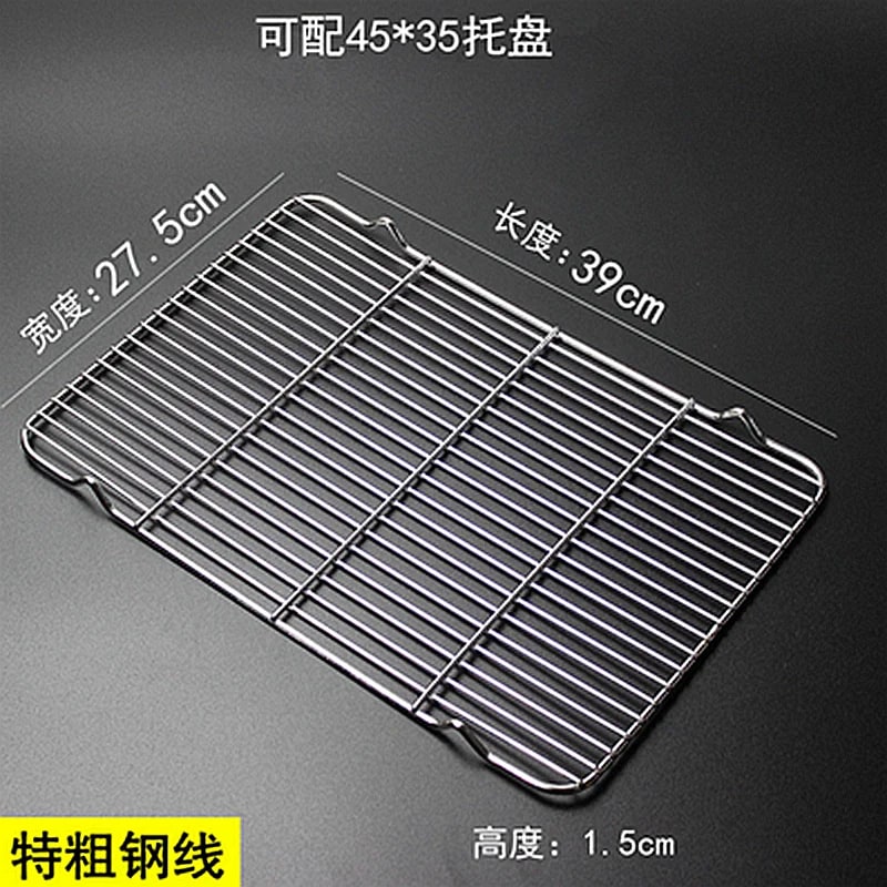 304 Stainless Steel BBQ Grill Grate with V Feet, Food Draining Mesh, Multiple Sizes - 39X27.5X1.5CM