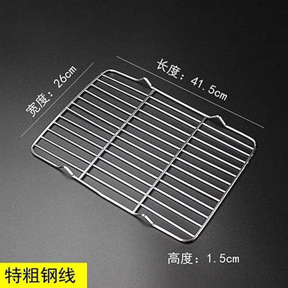304 Stainless Steel BBQ Grill Grate with V Feet, Food Draining Mesh, Multiple Sizes - 41.5X26X1.5CM