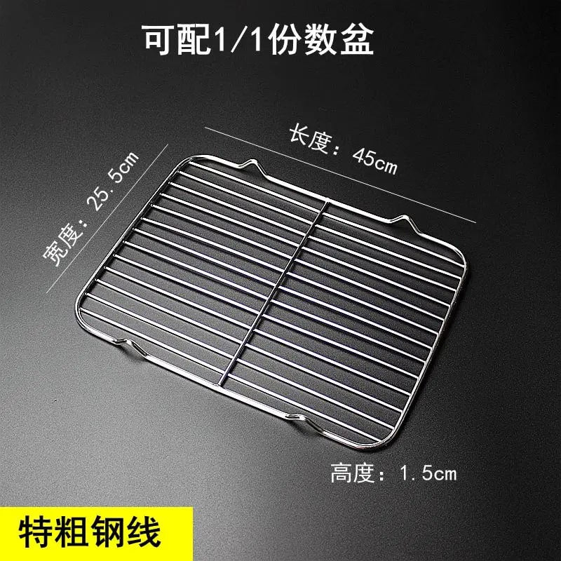 304 Stainless Steel BBQ Grill Grate with V Feet, Food Draining Mesh, Multiple Sizes - 45X25.5X1.5CM