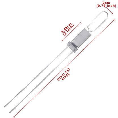 Stainless Steel Double Skewer BBQ Fork with Push Plate, 33.5cm