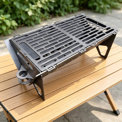 Portable Folding Charcoal BBQ Grill, Carbon Steel Body, Stainless Steel Grate, 2 Sizes