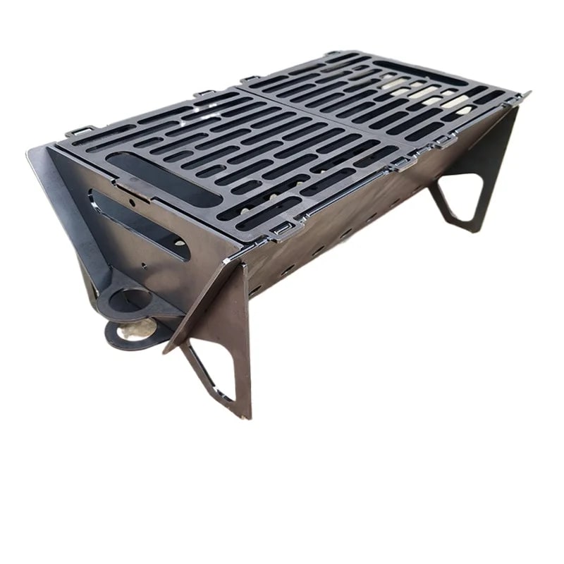 Portable Folding Charcoal BBQ Grill, Carbon Steel Body, Stainless Steel Grate, 2 Sizes