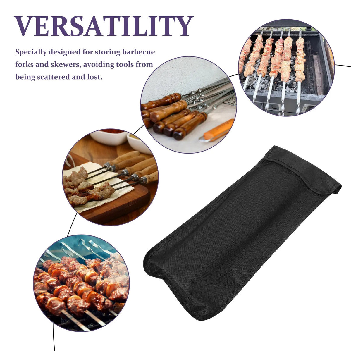BBQ Tool Storage Bag, Folding Black Carry Case, 42 x 19.5 cm