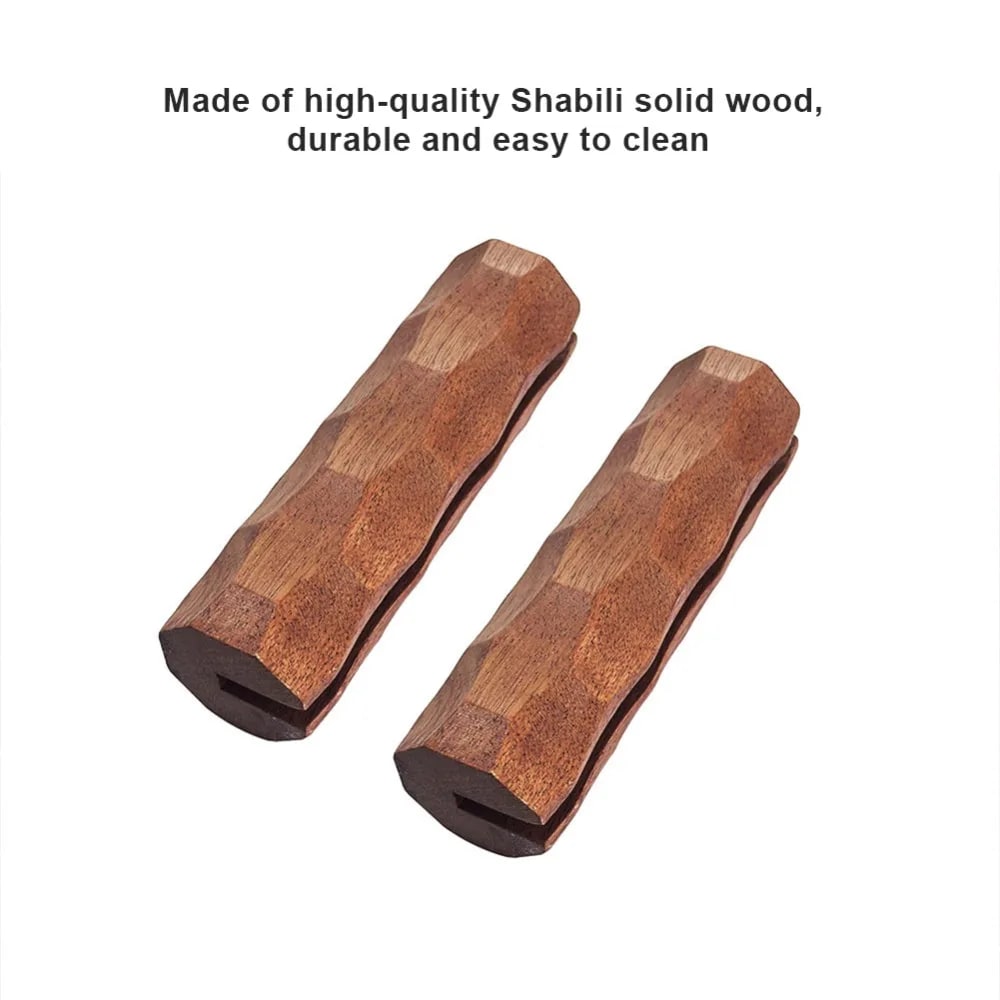 Portable Wooden BBQ Plate Handles, 2-Piece Shabilly Hardwood Grill Pan Grips