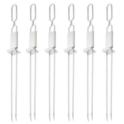Stainless Steel Double-Head BBQ Skewers, 2, 4 or 6 Pack - 6Pcs