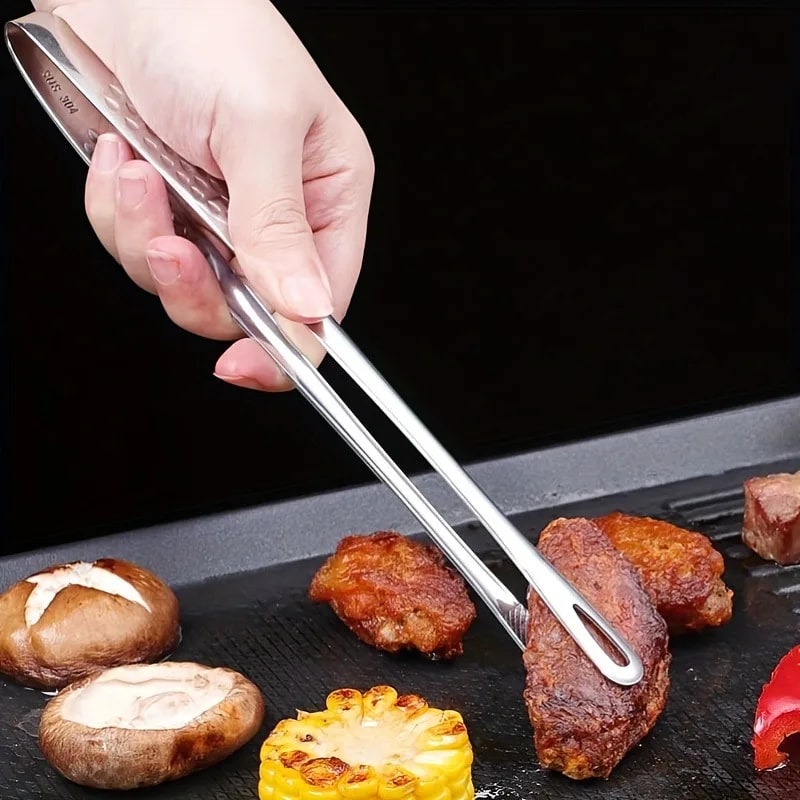 304 Food-Grade Stainless Steel BBQ & Kitchen Tongs, 23cm or 28cm