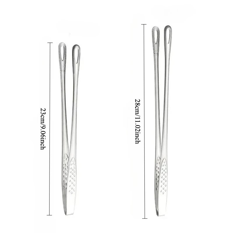 304 Food-Grade Stainless Steel BBQ & Kitchen Tongs, 23cm or 28cm - 2 size
