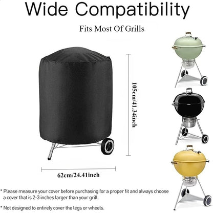 Round BBQ Cover, Waterproof Oxford Cloth with Adjustable Drawstring