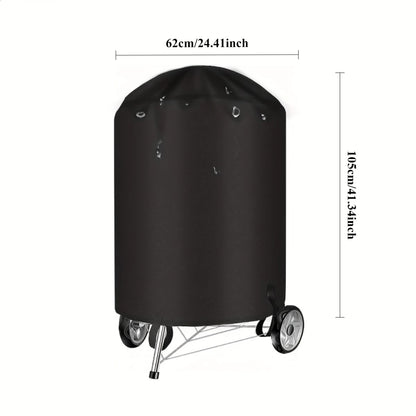 Round BBQ Cover, Waterproof Oxford Cloth with Adjustable Drawstring - 62x105cm