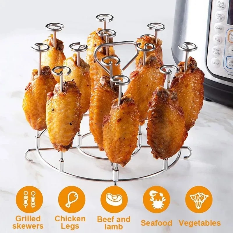 Vertical Air Fryer Skewer Rack, Stainless Steel, 6QT or 8QT
