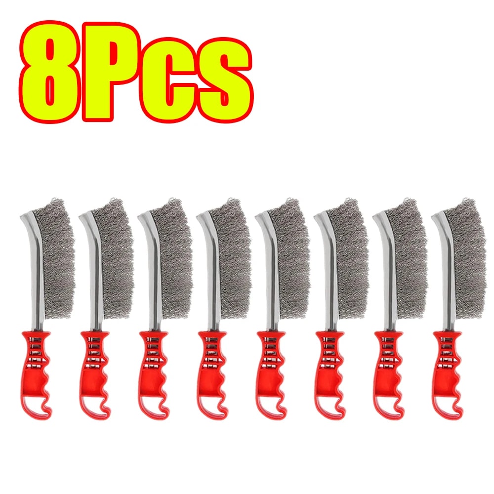 Wire BBQ Grill Cleaning Brush, 230mm Silver Barbecue Scrubber - 8Pcs