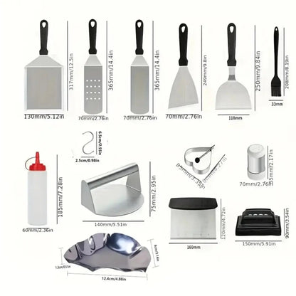 SONGKANGLING 38-Piece Stainless Steel Griddle Tool Set with Carry Case