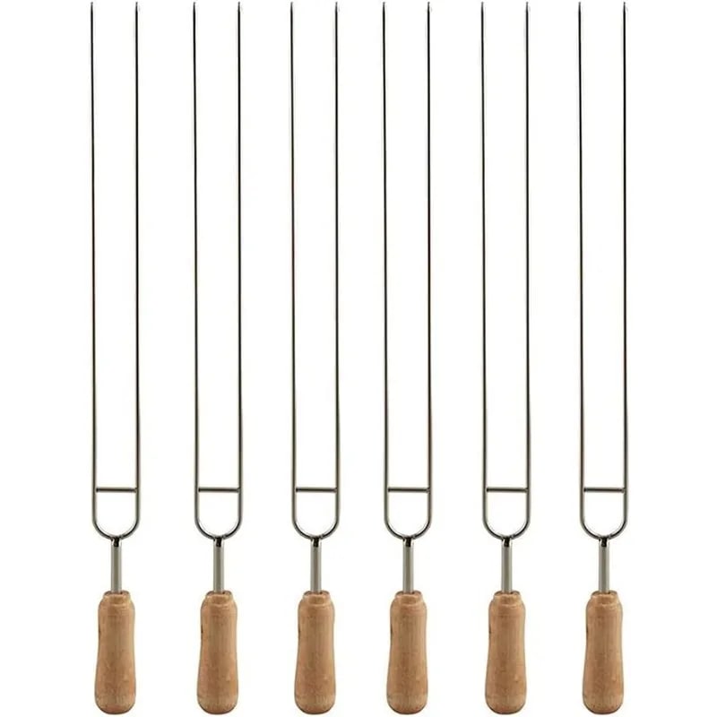 Stainless Steel U-Shaped Barbecue Fork Skewers, 6-Piece Set