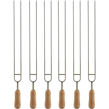Stainless Steel U-Shaped Barbecue Fork Skewers, 6-Piece Set