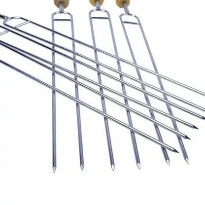 Stainless Steel U-Shaped Barbecue Fork Skewers, 6-Piece Set