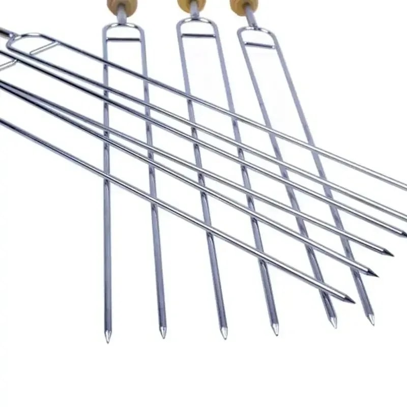Stainless Steel U-Shaped Barbecue Fork Skewers, 6-Piece Set